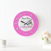 NAME UND MONOGRAMM DER personalisierten Volleyball Große Wanduhr (Zuhause)