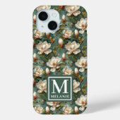 Name und Monogramm des Blumenmusters Magnolia Case-Mate iPhone Hülle (Rückseite)