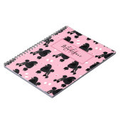 Name und Monogramm des Musters "Black Poodles and  Notizblock (Linke Seite)