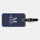 Name und Monogramm des Personalisierten Navy-Trauz Gepäckanhänger (Vorderseite horizontal)