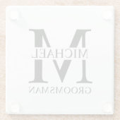 Name und Monogramm des personalisierten Trauzeugen Glasuntersetzer (Rückseite)