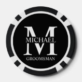 Name und Monogramm des personalisierten Trauzeugen Pokerchips (Rückseite)
