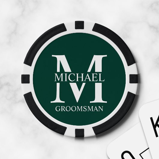 Name und Monogramm des personalisierten Trauzeugen Pokerchips