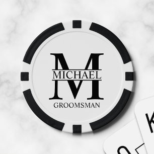 Name und Monogramm des personalisierten Trauzeugen Pokerchips