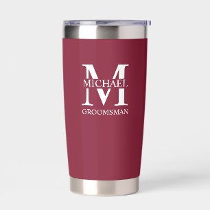 Name und Monogramm des personalisierten Trauzeugen Thermobecher