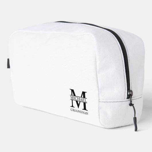 Name und Monogramm des personalisierten Trauzeugen Waschbeutel (Rechte Ecke)