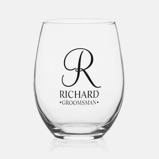 Name und Monogramm des personalisierten Trauzeugen Weinglas Ohne Stiel (Vorderseite)
