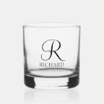 Name und Monogramm des personalisierten Trauzeugen Whiskyglas<br><div class="desc">Elegante Personalisierte Trauzeuge Geschenke mit personalisiertem Monogramm in schwarz elegantem Skript-Schriftart-Stil mit Trauzeugen Namen und Titel im klassischen Serif-Schriftart-Stil. Auch perfekt für Trauzeuge,  Brautvater,  Brautjungfrau,  Trauzeugin,  Blume Mädchen,  Brautmutter und mehr.</div>