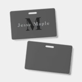 Name und Monogramm | Dunkelgrau Ausweis (Vorder- & Rückseite)