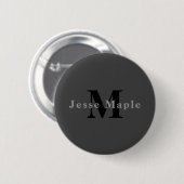 Name und Monogramm | Dunkelgrau Button (Vorne & Hinten)
