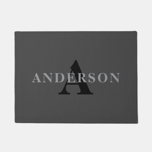 Name und Monogramm | Dunkelgrau Fußmatte (Vorderseite)