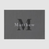 Name und Monogramm | Dunkelgrau Seidenpapier (Vorderseite)