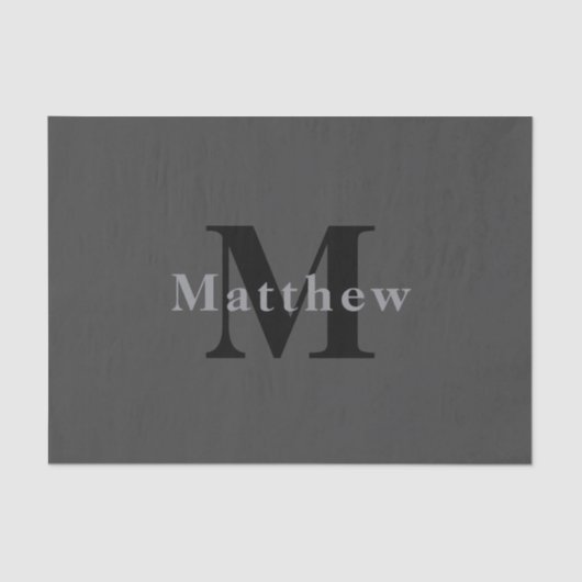 Name und Monogramm | Dunkelgrau Seidenpapier (Vorderseite)