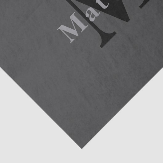 Name und Monogramm | Dunkelgrau Seidenpapier (Ausschnitt)