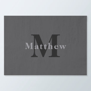 Name und Monogramm Dunkelgrau Seidenpapier