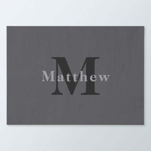 Name und Monogramm | Dunkelgrau Seidenpapier