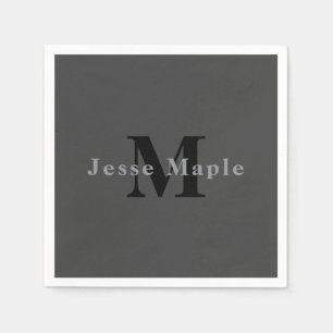 Name und Monogramm Dunkelgrau Serviette