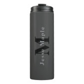 Name und Monogramm | Dunkelgrau Thermosbecher (Vorderseite)