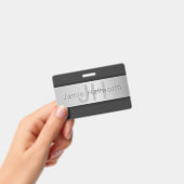 Name und Monogramm | Grays & Imitate Silver Look Ausweis (Handheld)