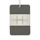 Name und Monogramm | Grays & Imitate Silver Look Autolufterfrischer (Rückseite)