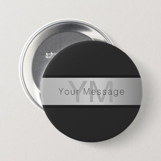 Name und Monogramm | Grays & Imitate Silver Look Button (Vorne & Hinten)