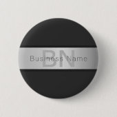 Name und Monogramm | Grays & Imitate Silver Look Button (Vorderseite)