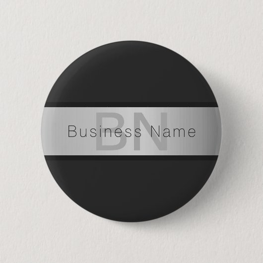 Name und Monogramm | Grays & Imitate Silver Look Button (Vorderseite)