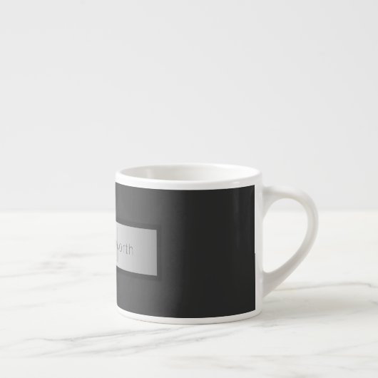 Name und Monogramm | Grays & Imitate Silver Look Espressotasse (Rechts)