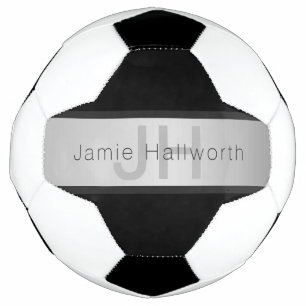 Name und Monogramm   Grays & Imitate Silver Look Fußball
