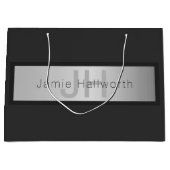 Name und Monogramm | Grays & Imitate Silver Look Große Geschenktüte (Vorderseite)