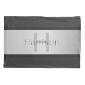 Name und Monogramm | Grays & Imitate Silver Look Kissenbezug (Rückseite-Links)