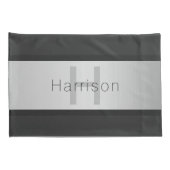 Name und Monogramm | Grays & Imitate Silver Look Kissenbezug (Rückseite-Rechts)