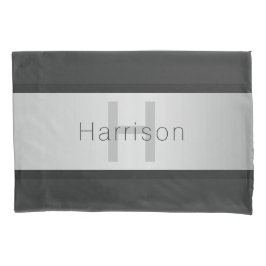 Name und Monogramm | Grays & Imitate Silver Look Kissenbezug