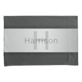 Name und Monogramm | Grays & Imitate Silver Look Kissenbezug (Vorderseite-Rechts)