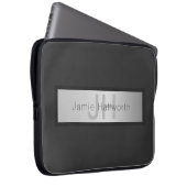Name und Monogramm | Grays & Imitate Silver Look Laptopschutzhülle (Vorne Rechts)