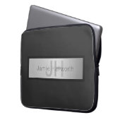 Name und Monogramm | Grays & Imitate Silver Look Laptopschutzhülle (Vorderseite Links)