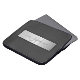 Name und Monogramm | Grays & Imitate Silver Look Laptopschutzhülle
