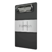 Name und Monogramm | Grays & Imitate Silver Look Mini Klemmbrett (Gewinkelt2)