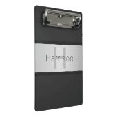 Name und Monogramm | Grays & Imitate Silver Look Mini Klemmbrett (Schrägansicht)