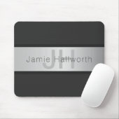 Name und Monogramm | Grays & Imitate Silver Look Mousepad (Mit Mouse)