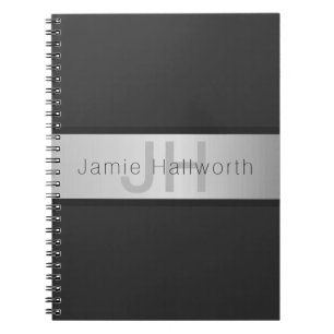 Name und Monogramm Grays & Imitate Silver Look Notizblock