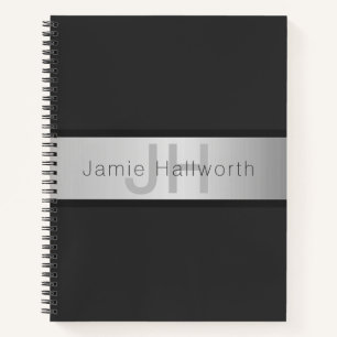 Name und Monogramm Grays & Imitate Silver Look Notizblock