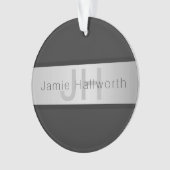 Name und Monogramm | Grays & Imitate Silver Look Ornament (Vorderseite)
