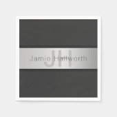 Name und Monogramm | Grays & Imitate Silver Look Serviette (Vorderseite)