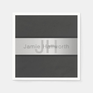 Name und Monogramm Grays & Imitate Silver Look Serviette