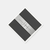 Name und Monogramm | Grays & Imitate Silver Look Serviette (Ecke)