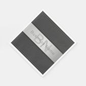 Name und Monogramm | Grays & Imitate Silver Look Serviette (Ecke)