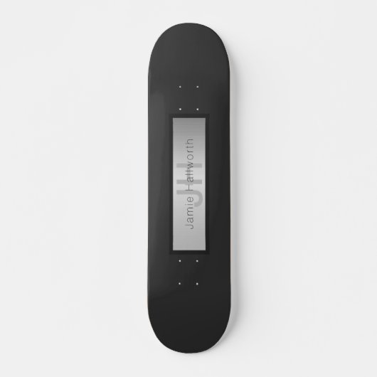 Name und Monogramm | Grays & Imitate Silver Look Skateboard (Vorne)