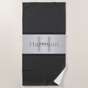 Name und Monogramm Grays & Imitate Silver Look Strandtuch