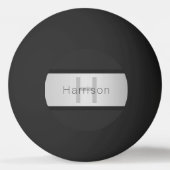 Name und Monogramm | Grays & Imitate Silver Look Tischtennisball (Rückseite)